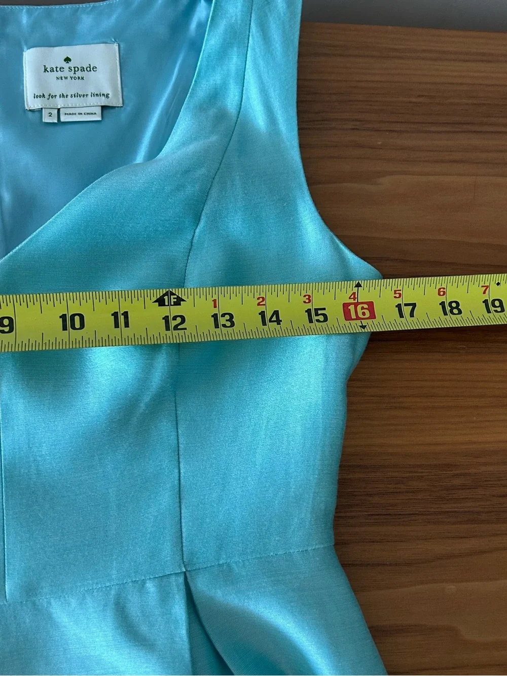 kate spade Light Aqua V-Neck Pleated A-Line Mini Dress Size 2